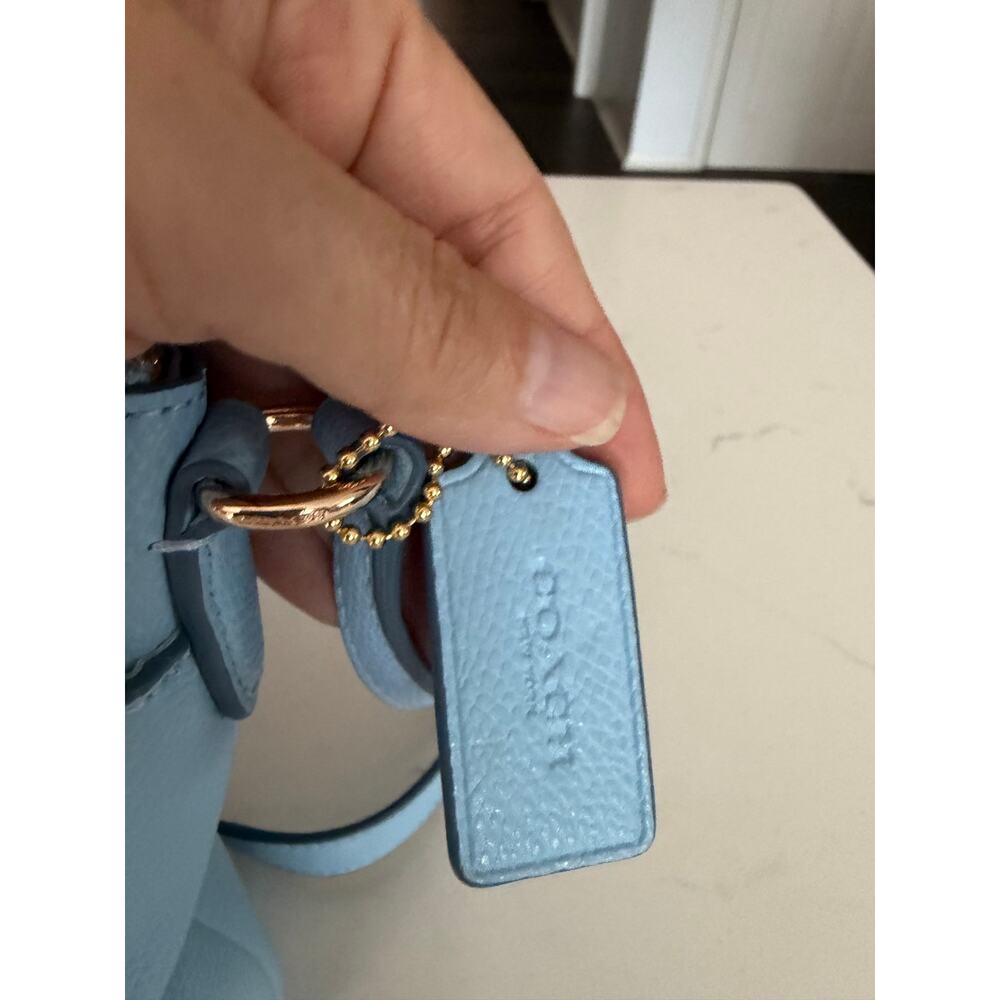 NWOT Coach East-West Pop Crossbody bag pebbled leather pale blue preppy chic - Picture 7 of 11